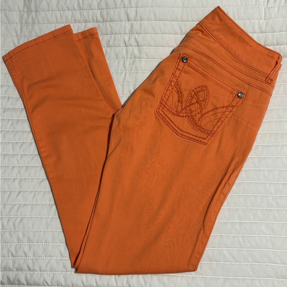 Wrangler Sadie Women's Ultra Low Rise Orange Skinny Jeans 08MWZPR Size 5